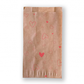 BontaBag 1 kg-os barna papírtasak piros szívecskés design mintával - 100 db