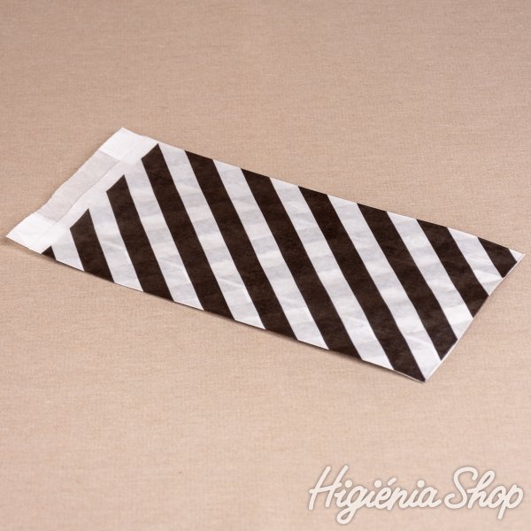 BontaBag 1 kg-os papírtasak fekete-fehér csíkos design mintával - 200 db