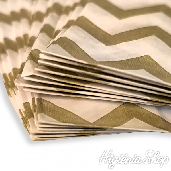 BontaBag 1 kg-os papírtasak antik arany cikk-cakk design mintával - 200 db