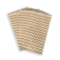 BontaBag 1 kg-os papírtasak antik arany cikk-cakk design mintával - 200 db